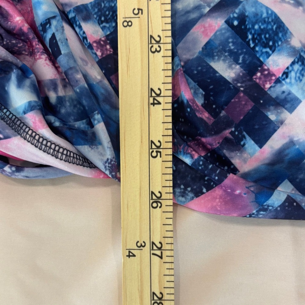 Sofibella‎ Athletic Tank Top Galaxy Print Pink Blue Ruched Drawstring Size L - Picture 6 of 9